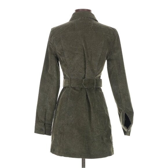 House Of Harlow 1960 Army Green Corduroy Belted Luxury Designer Trench Dress - Picture 5 of 8